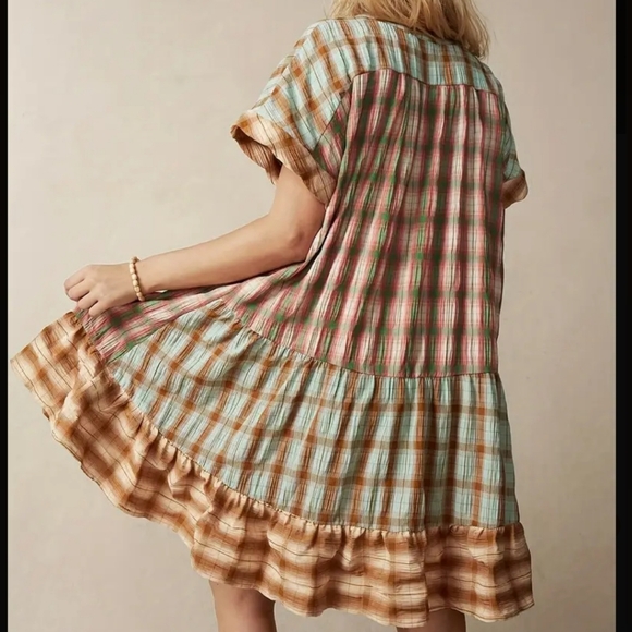 GORGEOUS Multi Color Plaid Patchwork Dress - Picture 2 of 8